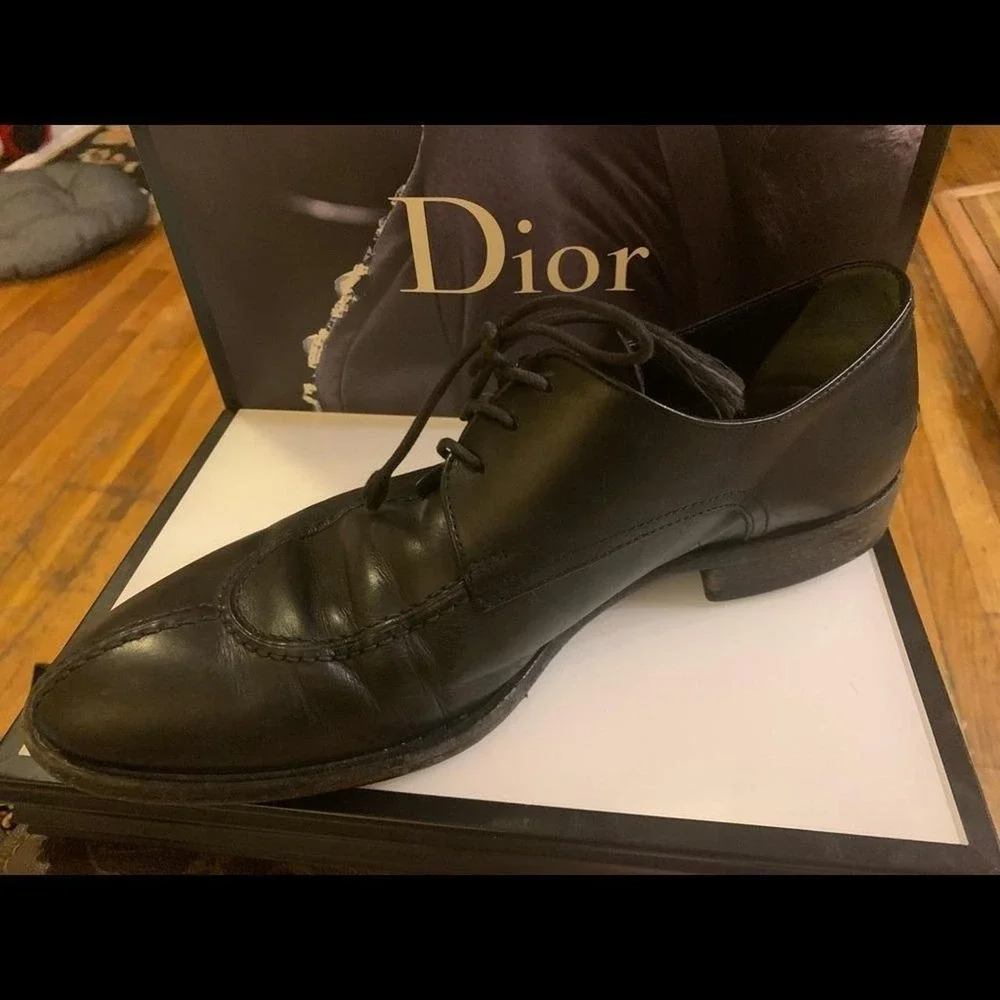 Giorgio Armani black leather Mens tie up shoes